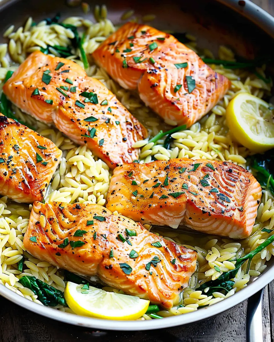 One Skillet Salmon with Lemon Orzo: Easy, Flavorful Delight