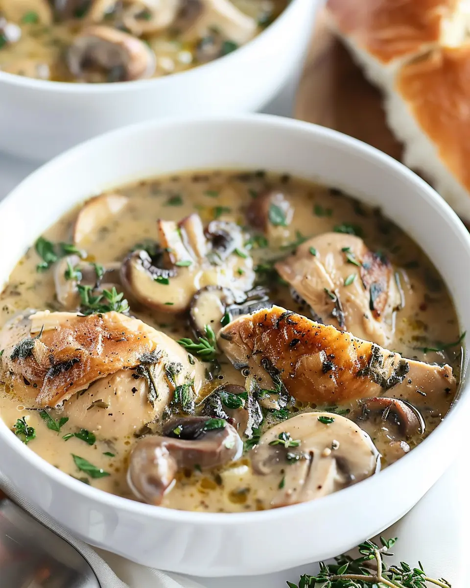 Comforting Rotisserie Chicken Soup with Mushrooms and Turkey Bacon
