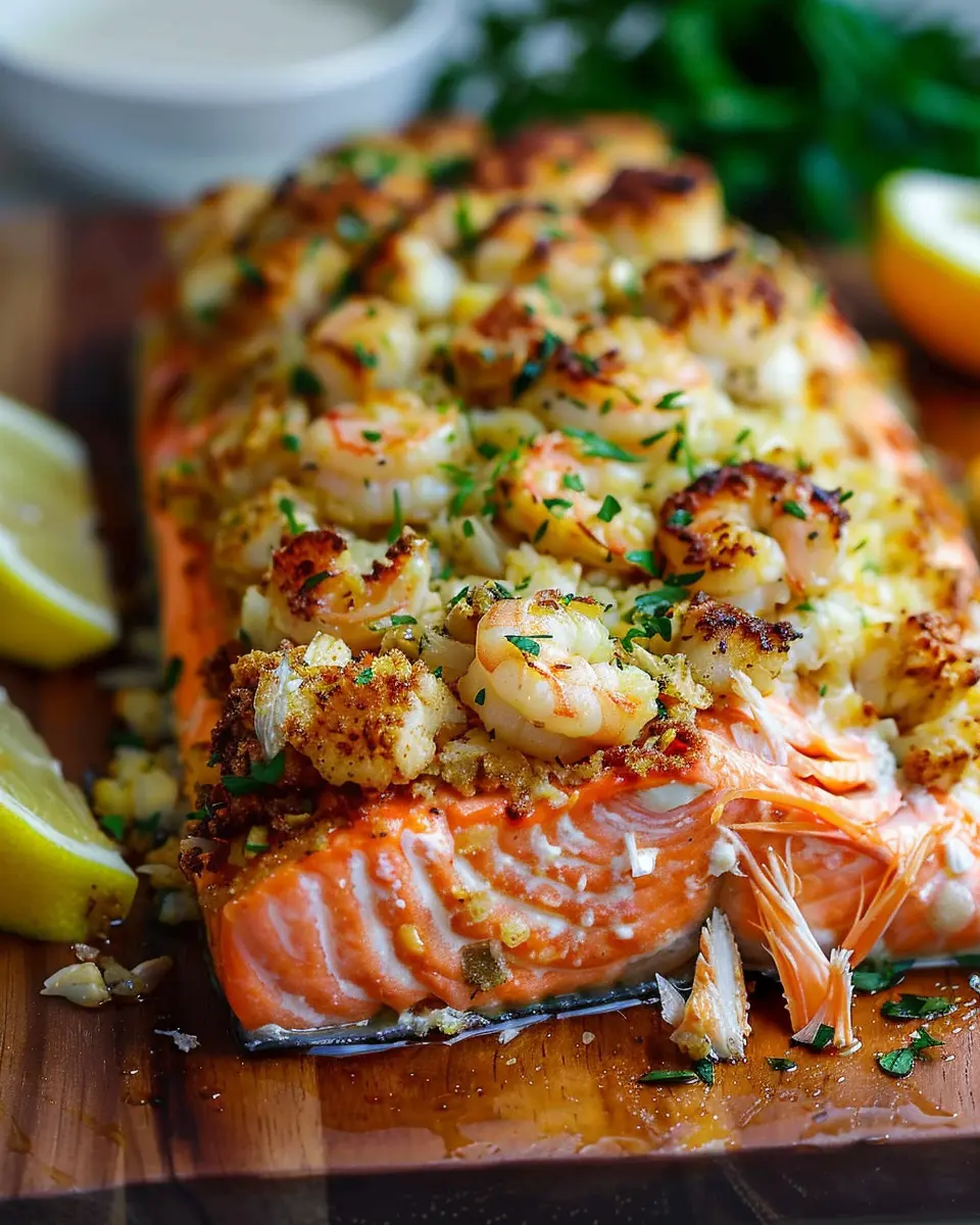 Crab and Shrimp Stuffed Salmon: A Juicy Family Feast at Home